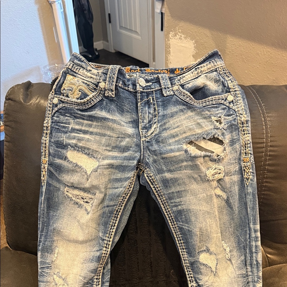 Rock Revival Light Blue Distressed Jeans